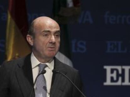  El ministro de Econom&iacute;a, Luis de Guindos, durante su intervenci&oacute;n en el encuentro &quot;M&eacute;xico: reformar para crecer&quot; organizado por el diario El Pa&iacute;s