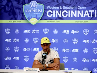 Rafael Nadal contesta a los medios este domingo en la sala de prensa del Masters 1.000 de Cincinnati.