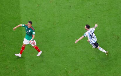 Messi, celebrando su gol frente a México. 