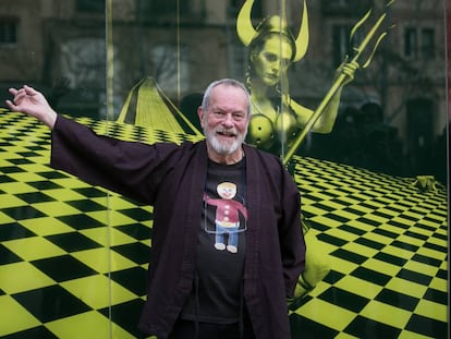 El director cinematográfico Terry Gilliam en la Filmoteca de Catalunya. 
