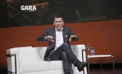 Arnaldo Otegi, durante su intervención este sábado en San Sebastián.