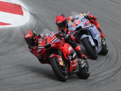 Francesco Bagnaia y Marc Marquez, durante el GP de Portugal de MotoGP celebrado el pasado fin de semana.