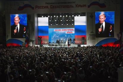 El presidente ruso, Vlad&iacute;mir Putin, en Sevastopol (Crimea) este mi&eacute;rcoles 14 de marzo.