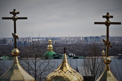 Vista de Kiev desde el Monasterio de las Cuevas, el 21 de marzo de 2022