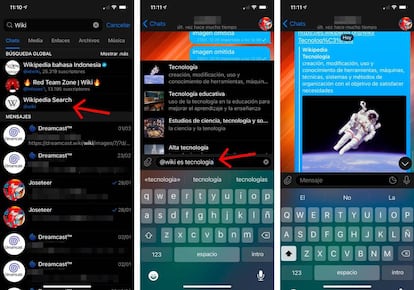 Consultar la Wikipedia desde los chats de Telegram.