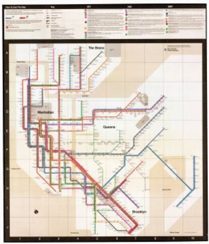 El plano del metro de Nueva York diseñado por Massimo Vignelli.