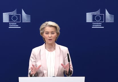 La presidenta de la Comisión Europea, Ursula von der Leyen, este lunes en Bruselas.