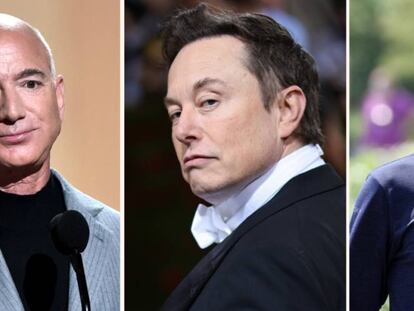 Jeff Bezos, Elon Musk y Mark Zuckerberg