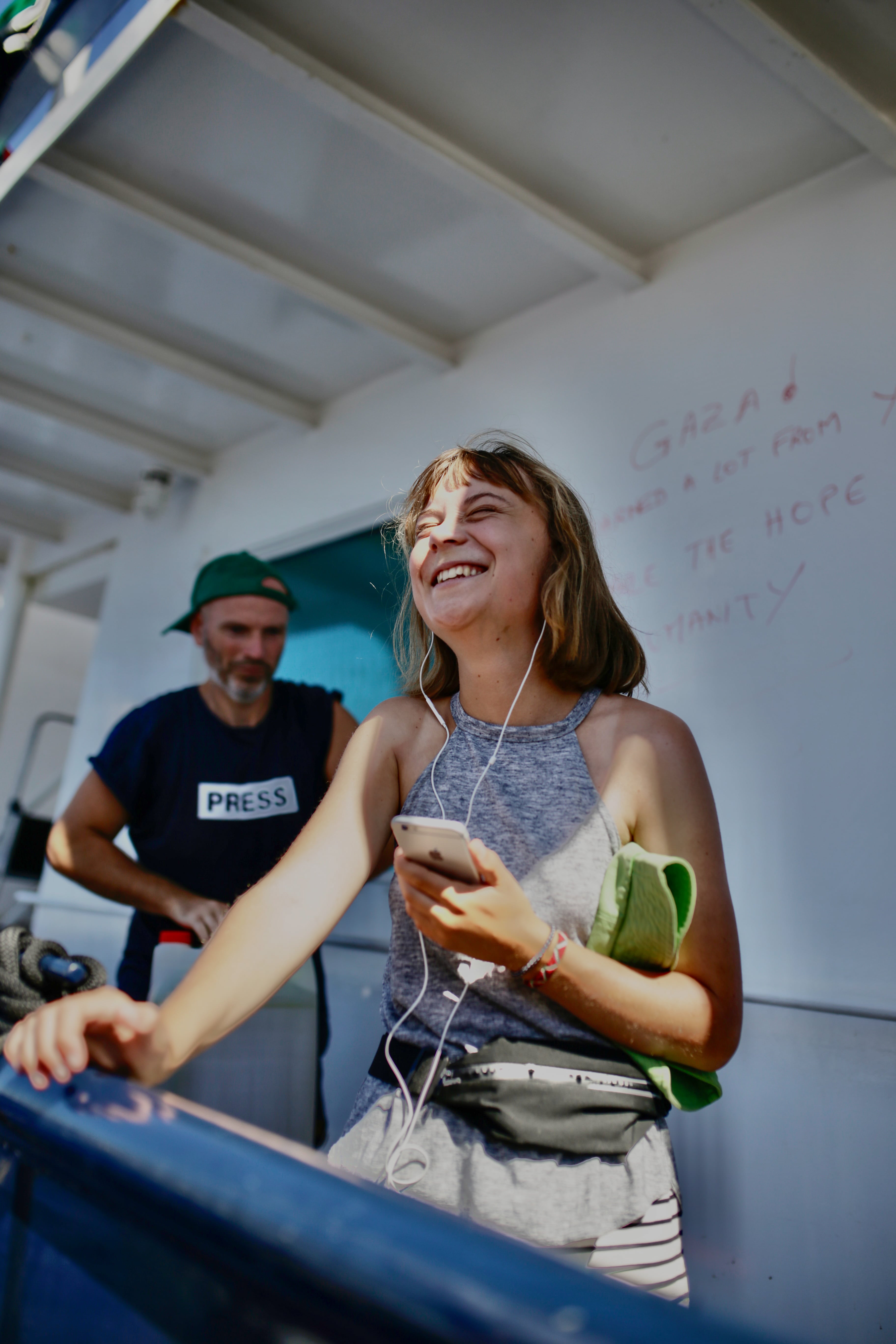 La activista Greta Thunberg en la Flotilla Global Sumud.