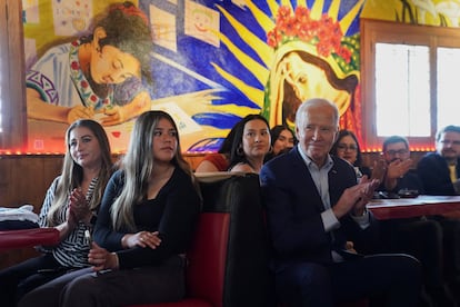 U.S. President Joe Biden at a campaign event at El Portal Mexican restaurant in Phoenix, Arizona.