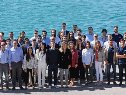 Los emprendedores elegidos, ayer en la sede de Marina de Empresas en Valencia.