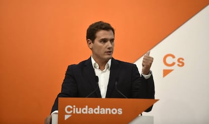 15/10/2018 Rueda de prensa del presidente de Ciudadanos, Albert Rivera, tras la reunión del Comité Ejecutivo de Ciudadanos en Madrid   POLITICA  Oscar del Pozo - Europa Press