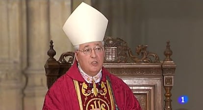 The bishop of &Aacute;lcala de Henares, Juan Antonio Reig Pla, during his controversial sermon on Easter Friday. 