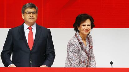 Ana Botín, con el consejero delegado del Santander, Jose Antonio Álvarez.