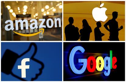 Logos de Amazon, Apple, Facebook y Google.