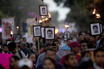 One of the many protests calling for action over the Ayotzinapa disappearances.