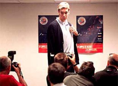 Pau Gasol, ayer, antes de su conferencia de prensa en Barcelona.