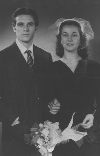 Asunción Balaguer y Francisco Rabal, el día de su boda.