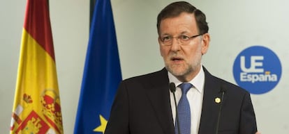 El presidente del Gobierno, Mariano Rajoy, tras el Consejo Europeo del viernes