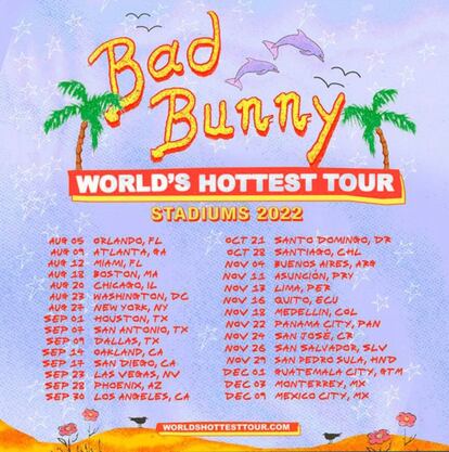 fechas del tour de Bad Bunny World's hottest tour