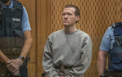 Brenton Tarrant, durante el juicio en la corte de Christchurch, en Nueva Zelanda, este lunes.