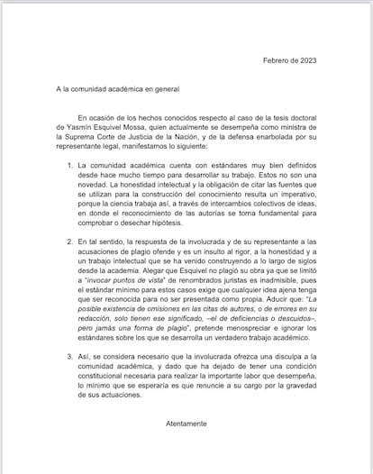 La carta firmada por 170 intelectuales.