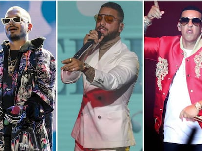 De izquierda a derecha: J Balvin, Maluma y Daddy Yankee.