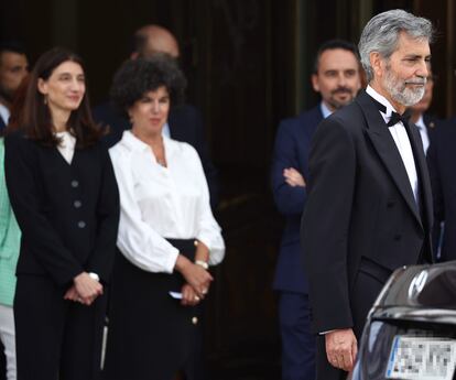 El presidente del Tribunal Supremo y del Consejo General del Poder Judicial (CGPJ), Carlos Lesmes, a su salida del acto de apertura del año judicial, en el Tribunal Supremo, este miércoles en Madrid. En segundo plano, a la izquierda, la ministra de Justicia, Pilar Llop.
