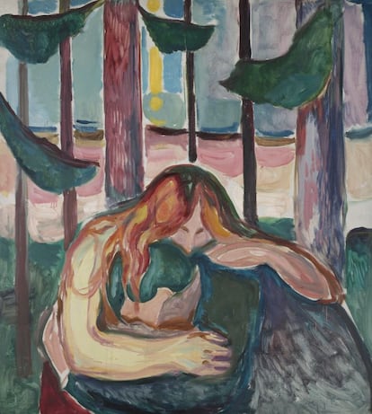 'Mujer vampiro en el bosque' (1916-1918), una de las versiones que Edvard Munch plasmó de esta escena.