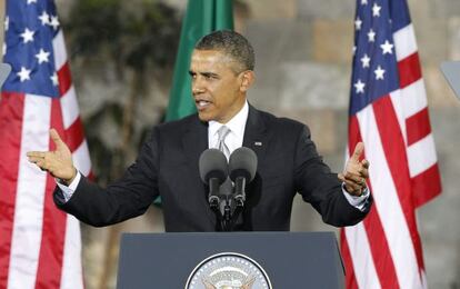 Obama, ante los j&oacute;venes en el Museo de Antropolog&iacute;a.