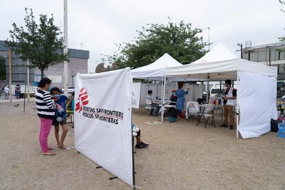 Puesto de Médicos Sin Frontera en el campamento de Reynosa.