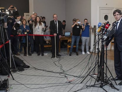 Carles Puigdemont, en el Parlamento  de Dinamarca.