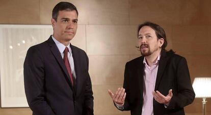 Pedro Sánchez i Pablo Iglesias en una trobada.