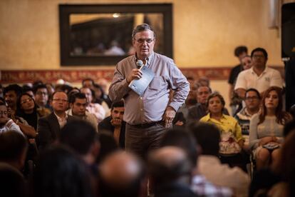 Marcelo Ebrard en Huamantla (Tlaxcala), el 29 de junio.