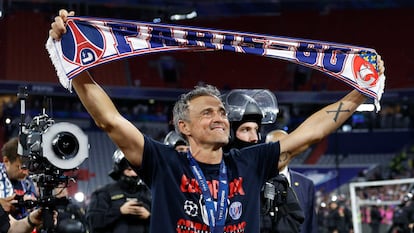 Luis Enrique celebra la victoria el pasado sábado.