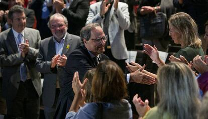 El president Torra, aquest dimarts, a la seva arribada al Teatre Nacional de Catalunya.