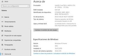 Hardware en Windows 10