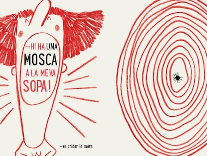 Una de les minimalistes il·lustracions de Raúl Guridi per a 'Un pèl a la sopa'.