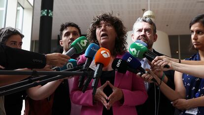 La diputada de Esquerra Teresa Jordà, hace una semana en Bruselas, tras la conferencia de Carles Puigdemont.