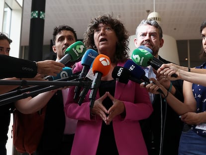 La diputada de Esquerra Teresa Jordà, hace una semana en Bruselas, tras la conferencia de Carles Puigdemont.