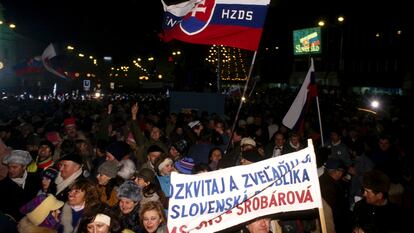 Celebraciones por la independencia en Bratislava, Eslovaquia, en 1993.