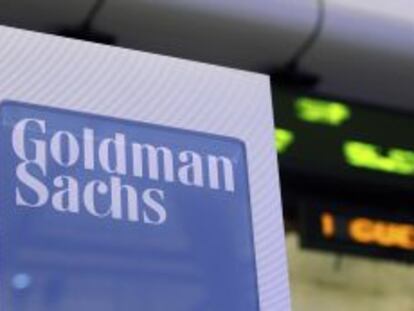 Imagen de un cartel de Goldman Sachs en el NYSE neoyorquino.