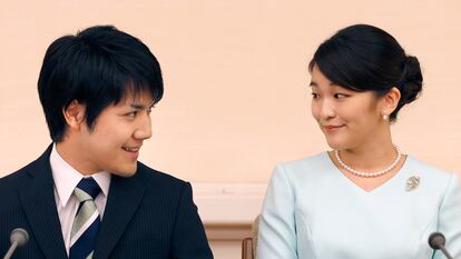 A princesa japonesa Mako e o noivo, Kei Komuro, em Tóquio, em setembro de 2017