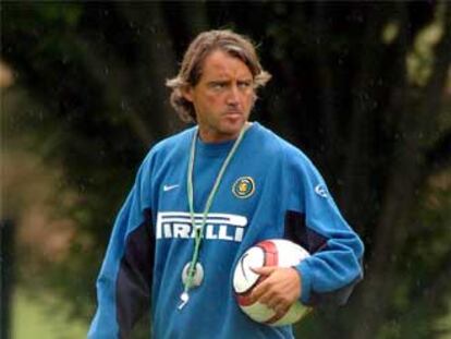 Roberto Mancini, durante un entrenamiento.