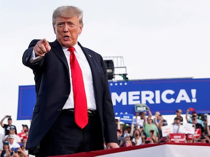 El expesidente Donald Trump, el 26 de junio de 2021, durante un mitin en Wellington (Ohio).