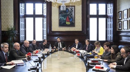 La reunió extraordinària de la Mesa del Parlament.