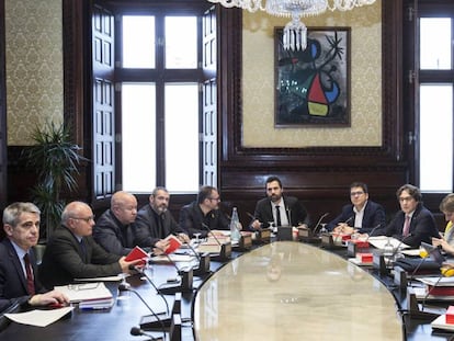 La reunió extraordinària de la Mesa del Parlament.