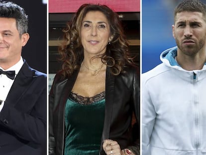 Alejandro Sanz, Paz Padilla y Sergio Ramos.