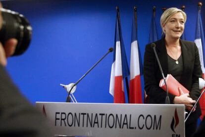 Marine Le Pen, durante una conferencia de prensa celebrada hace dos semanas en Nanterre, cerca de París.