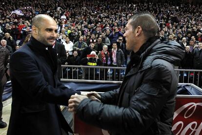 Guardiola e Simeone, em partida de 2012.